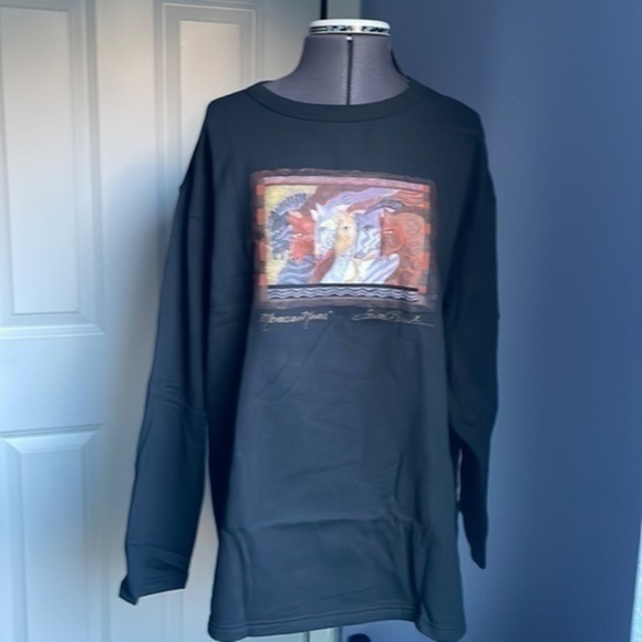 Laurel Burch Tops - NWT Laurel Burch top “Moroccan Mares" black sweatshirt size 2XL